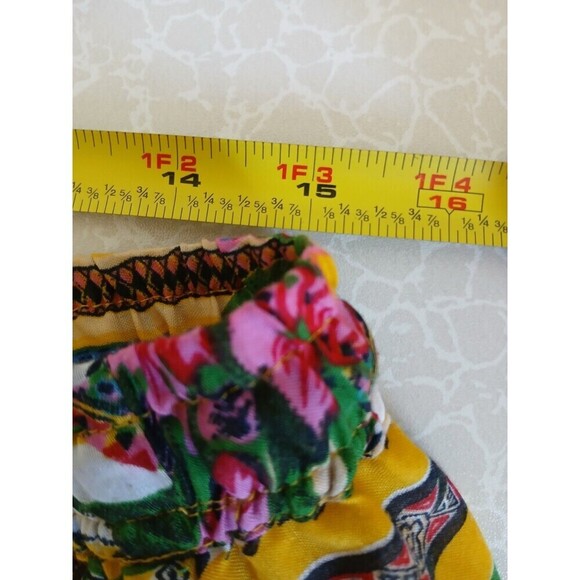 Womens Truly 4 You Yellow Tropical Tie Front Sash Elastic Waist Midi Skirt Large - Picture 8 of 10